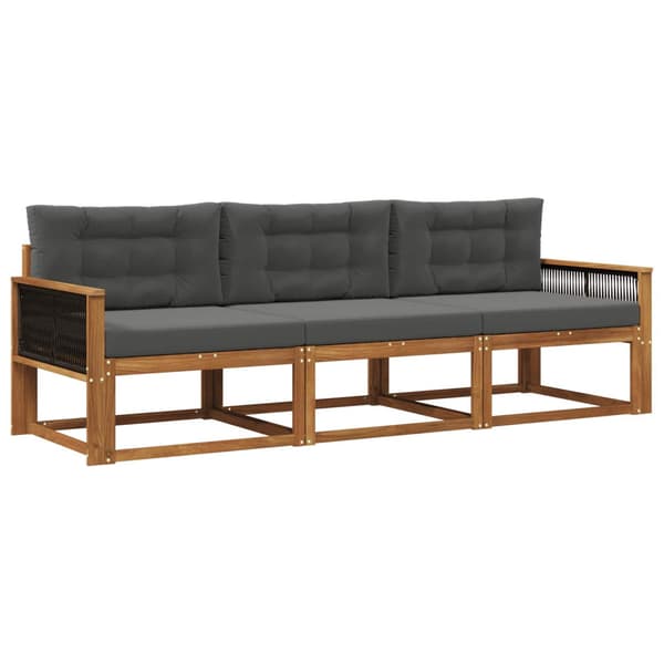 Utomhussoffset med kudde 3 pcs Naturlig och Antracit