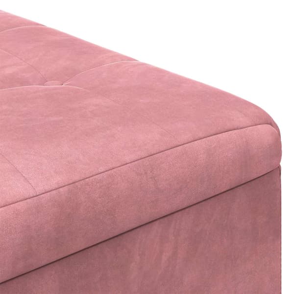 Förvaringspall med kudde Rosa 80 x 80 x 45 cm Sammet