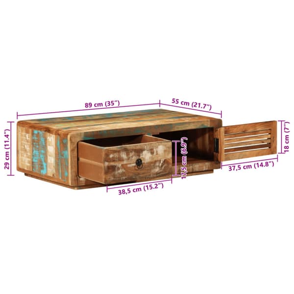 Soffbord 89x55x29 cm massivt återvunnet trä