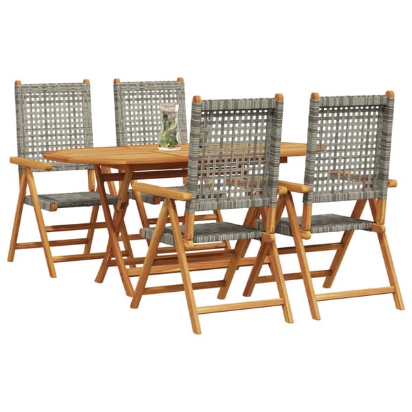 Trädgårdsmöbelset 5 pcs Grå Massivt Akaciaträ