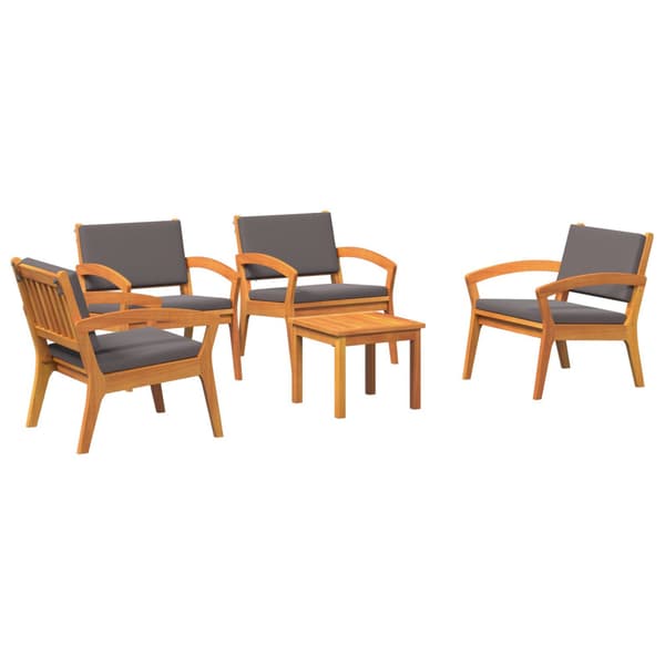 Bistroset med kudde 5 pcs Brun Polyester