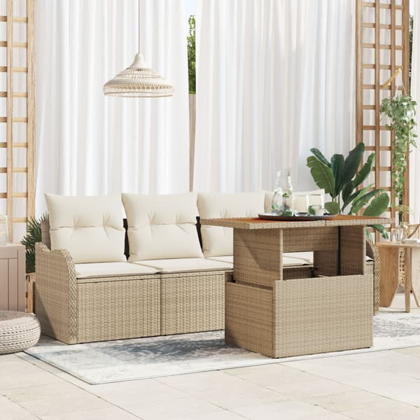 Trädgårdsoffset 5 st Beige och gräddfärgad konstrotting
