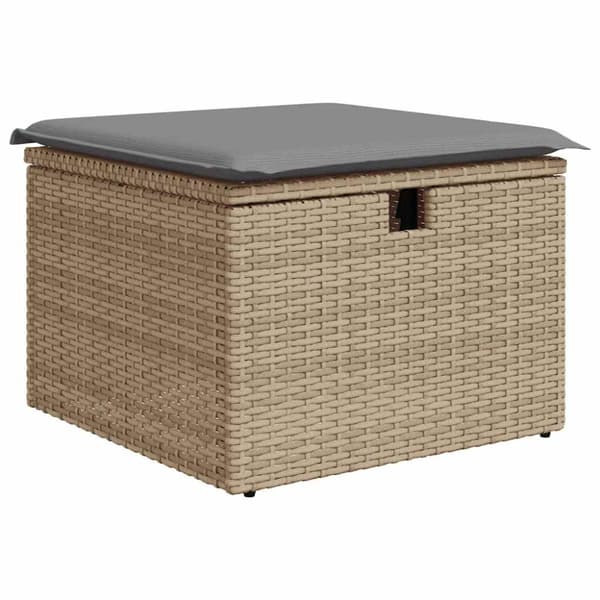 Matgrupp för trädgården med dynor 8 delar beige konstrotting