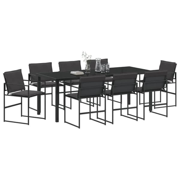 Trädgårdsmöbelset 9 pcs Svart 200 x 80 x 73 cm