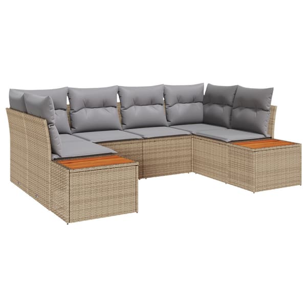 Trädgårdsoffset med kudde 6 pcs Beige konstrotting
