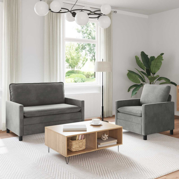 Soffset 2 pcs Ljusgrå Sammet