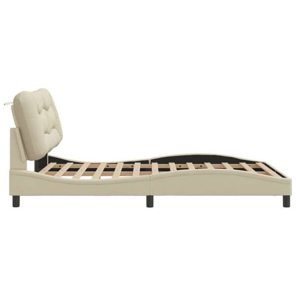 Bed Frame without Mattress "Hvar" Cream 120x200 cm Fabric