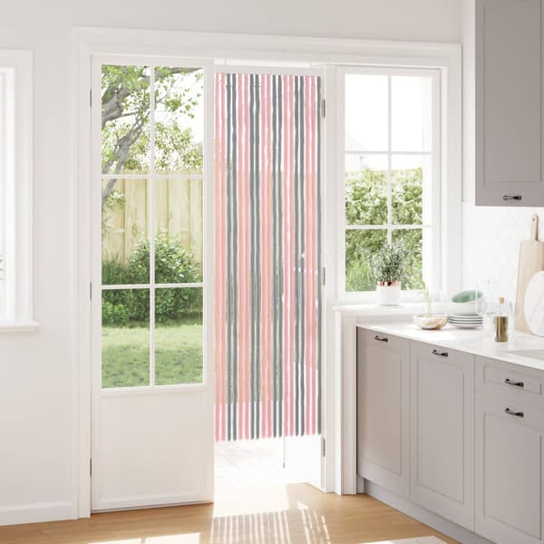Insektsgardin Chenille Silvergrå och Rosa 56 x 185 cm 100% PP