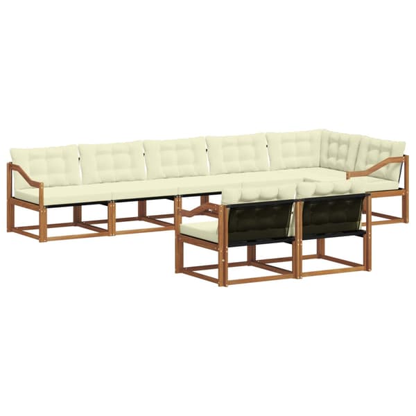 Utomhussoffset med kudde 8 pcs Naturlig och Grädde