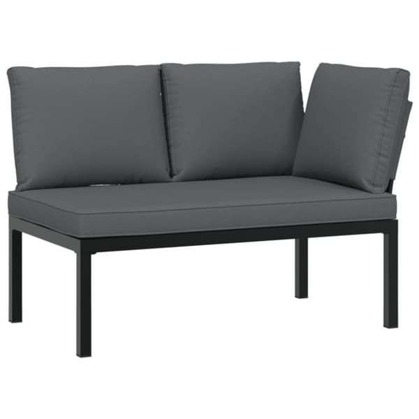 Trädgårdssoffa med dynor 2 delar svart aluminium