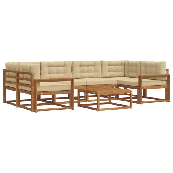 Utomhussoffset med kudde 7 pcs Naturlig och Beige