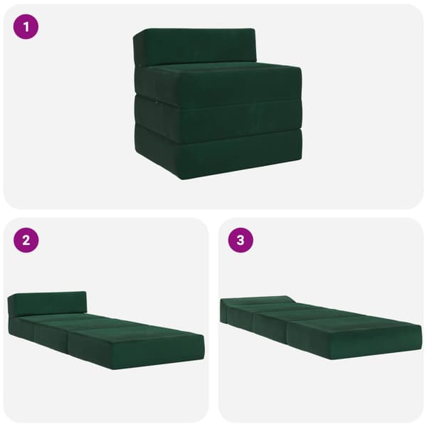 Fällbar Soffbed Mörkgrön 200 x 70 x 15 cm Sammet