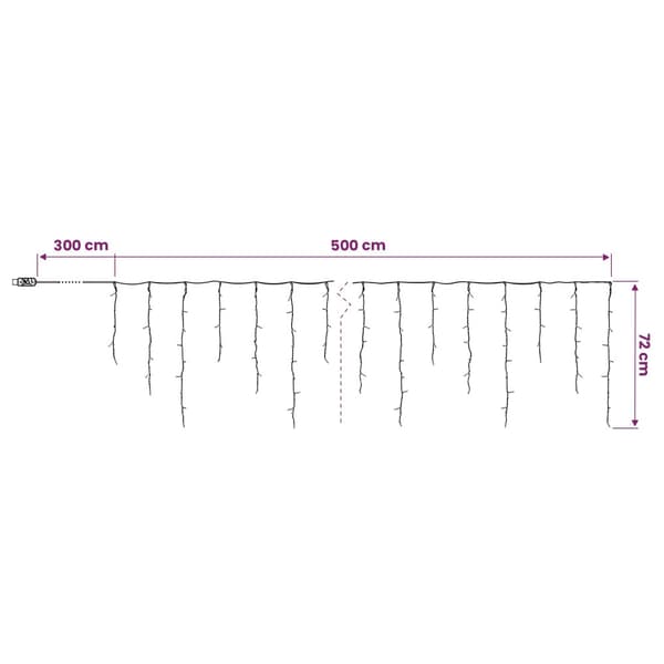 Ljusgardin 210 LED-lampor Varmvit 500 x 72 cm