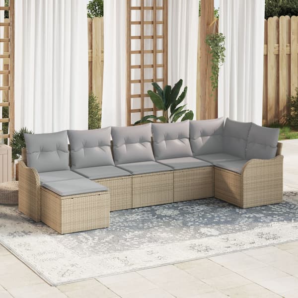 Trädgårdsoffset 7 pcs Beige konstrotting