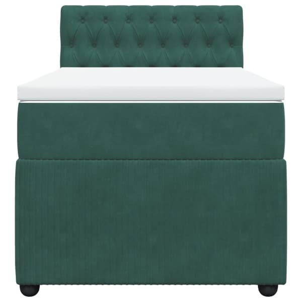 Ramsäng med madrass mörkgrön 100x200 cm sammet