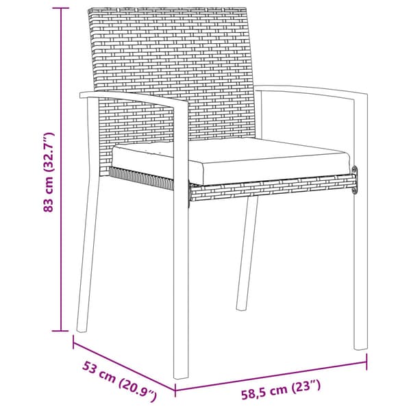 Trädgårdsmöbelset 3 pcs Svart Pulverlackerat stål
