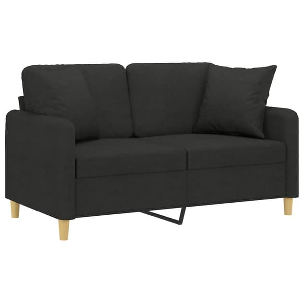 2-sits soffa med prydnadskuddar svart 120 cm tyg