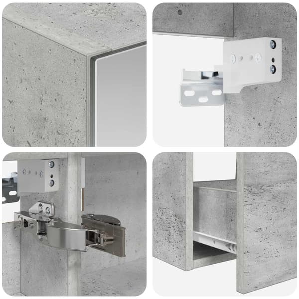 Badrumsmöbelset 4 pcs Betonggrå Konstruerat trä och glas