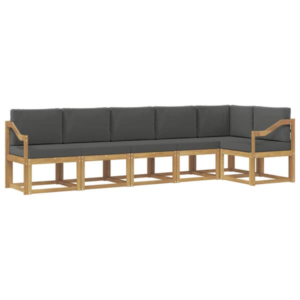 Utomhussoffset med kudde 6 pcs Vit och antracit Polyester