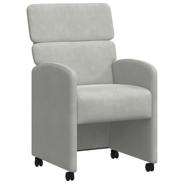 Matstolar med hjul 2 pcs Ljusgrå 58 x 65 x 98 cm Sammet