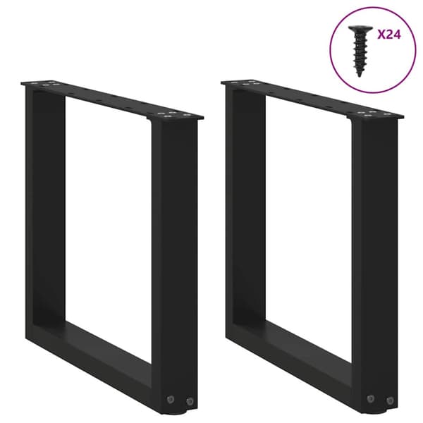Soffbordsben U-formade 2 st svarta 50x(42-43) cm stål