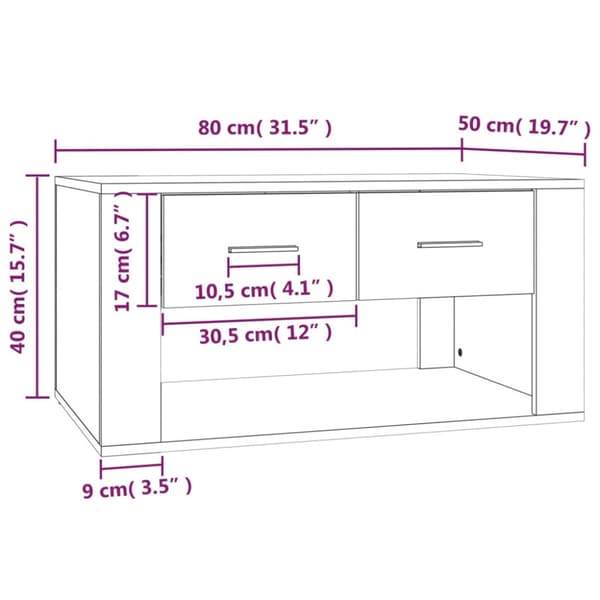 Soffbord vit 80x50x40 cm konstruerat trä
