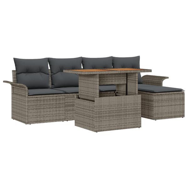 Trädgårdsoffset med lagring 6 pcs Grå Poly rattan