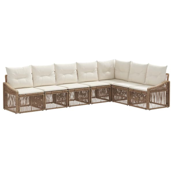 Trädgårdsoffset 7 pcs Beige konstrotting