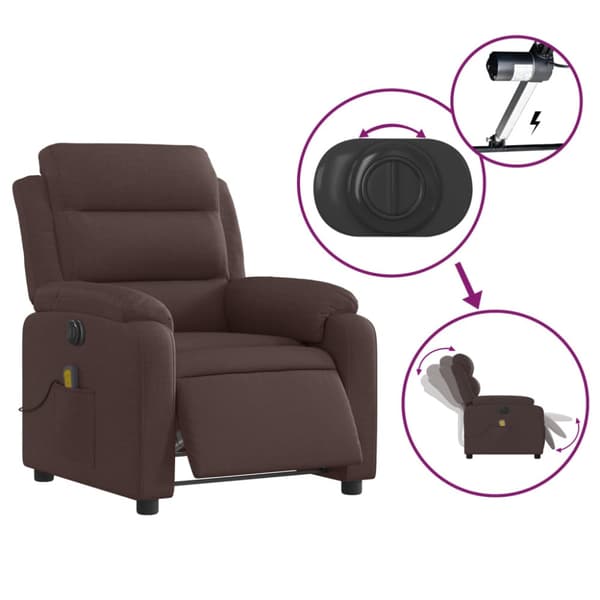 Elektrisk massagefåtölj mörkbrun tyg