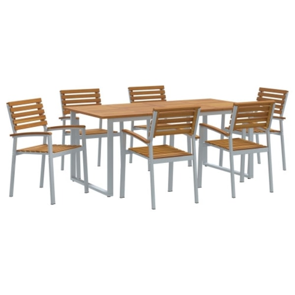 7 delar matgrupp i solid akacia och metall