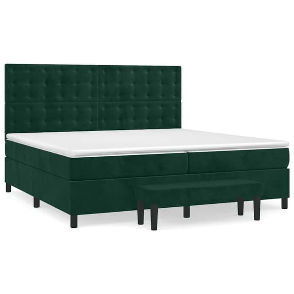 Ramsäng med madrass mörkgrön 200x200 cm sammet