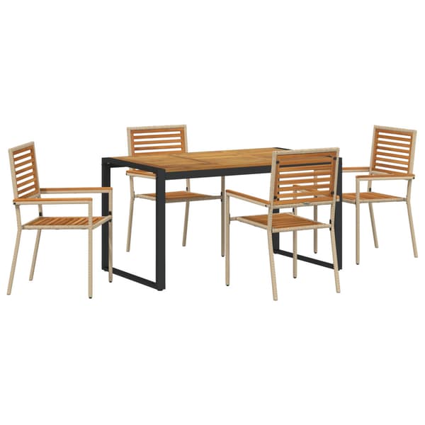 Trädgårdsmöbelset 5 pcs Beige och brun konstrotting