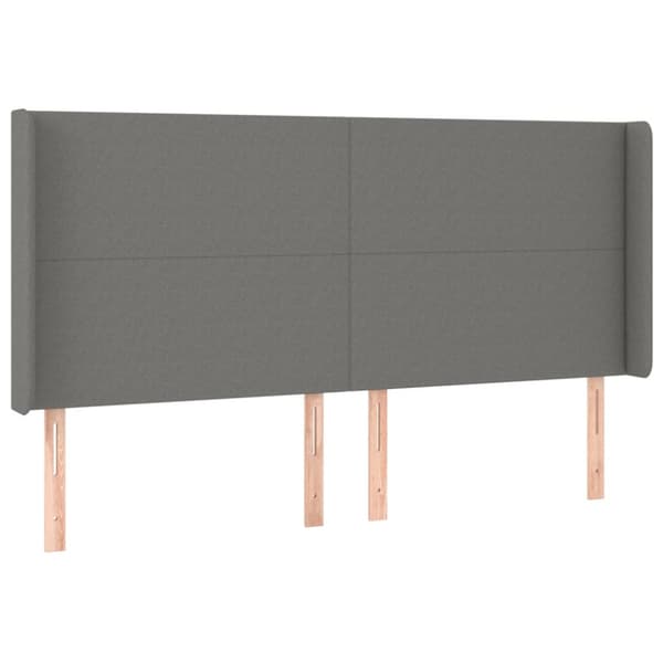 Ramsäng med madrass & LED mörkgrå 180x200 cm tyg