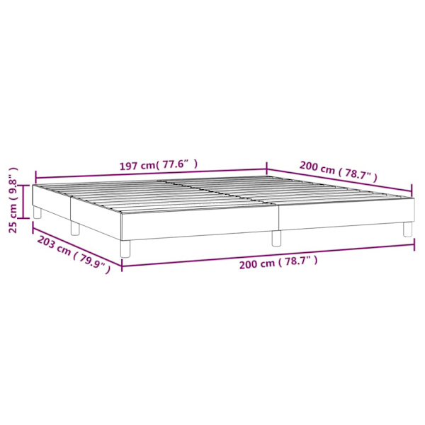 Boxspring-sängram ljusgrå 200x200 cm tyg