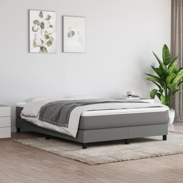 Boxspring-sängram mörkgrå 140x190 cm tyg