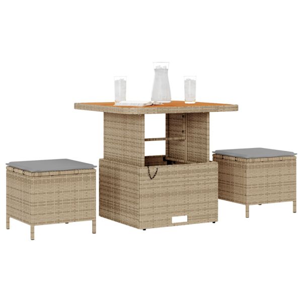 Trädgårdsmöbelset Beige konstrotting