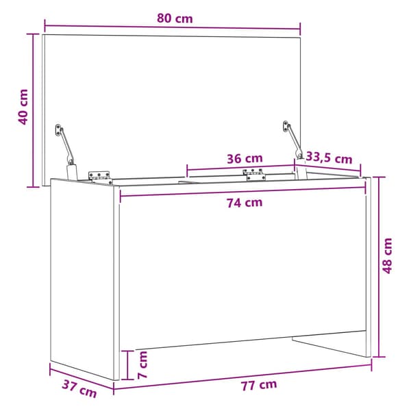 Förvaringskista Rökt ek 80 x 40 x 50 cm Konstruerat trä