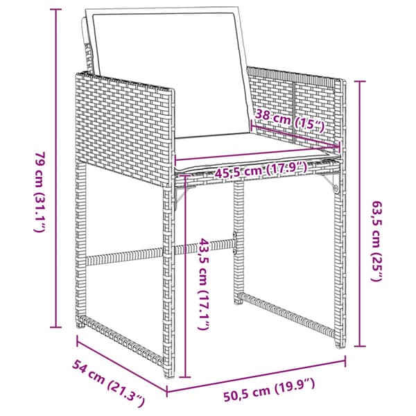 Trädgårdsmöbelset med kudde 9 pcs Grå konstrotting