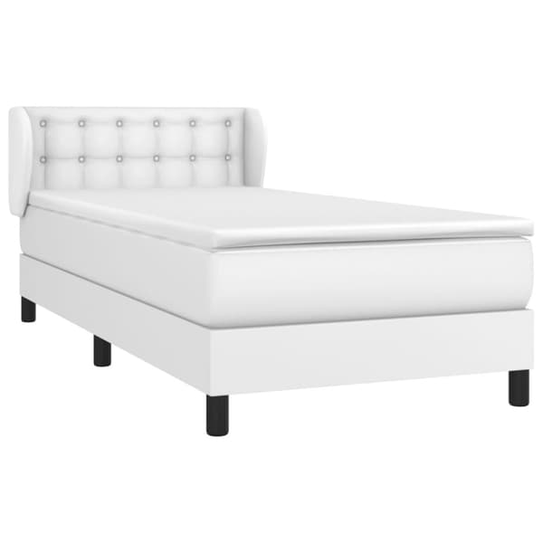 Ramsäng med madrass vit 80x200 cm konstläder