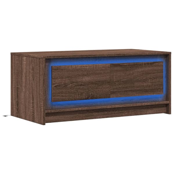 Soffbord med LEDs brun ek konstruerat trä