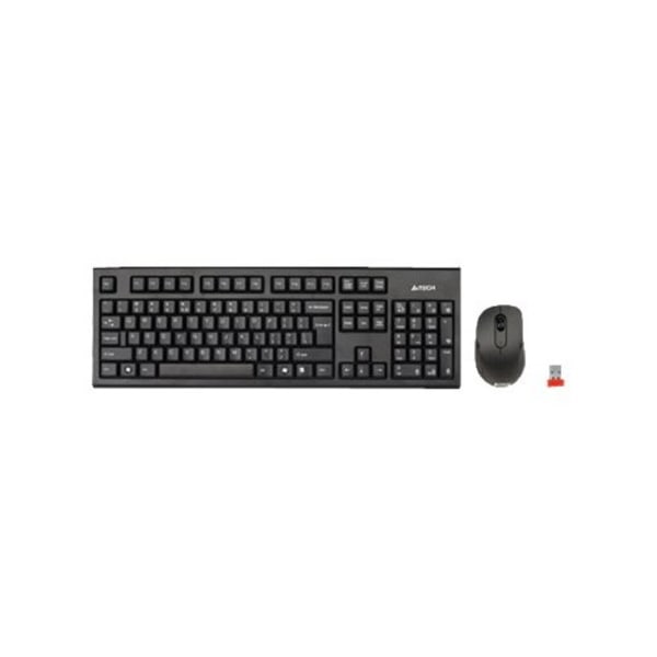 A4Tech V-Track 7100N PADLESS Wireless Desktop - sats med tangentbord och mus - QWERTY - svart Inmatningsenhet Svart
