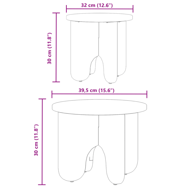 Kaffeebord 2 pcs Vit Massivt tallträ