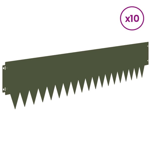 Kant för gräsmatta 10 pcs 103 x 25 cm metall Olivgrön