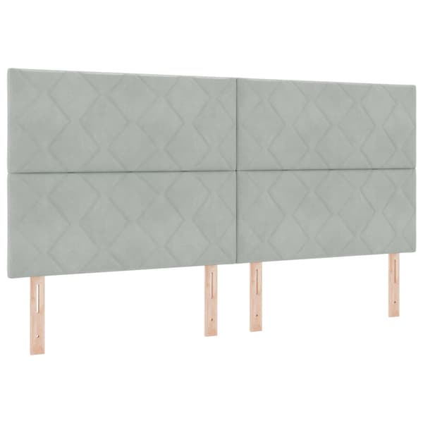 Kontinentalsäng med madrass Ljusgrå 200 x 200 cm Sammet