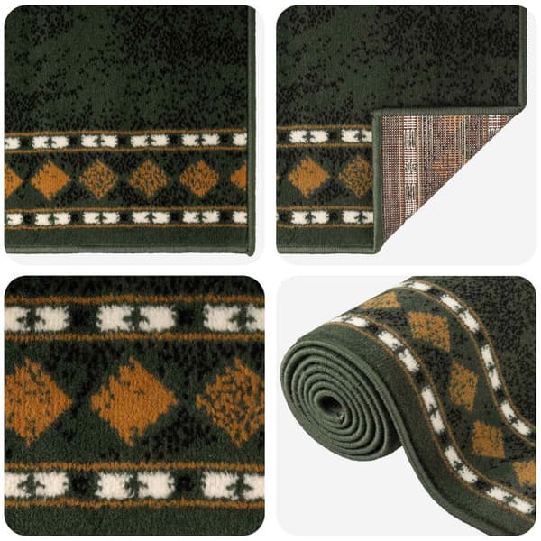 Runner-matta FLORNES Vävd Grön Diamanter 80 x 300 cm PP 7 mm