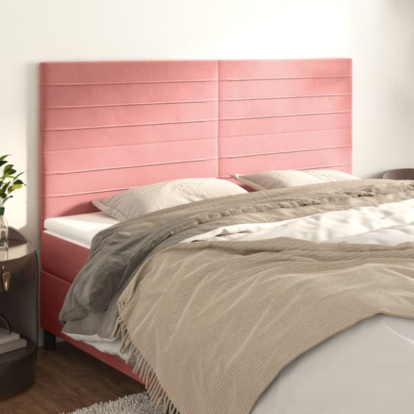 Sänggavel rosa 160x5x118/128 cm sammet