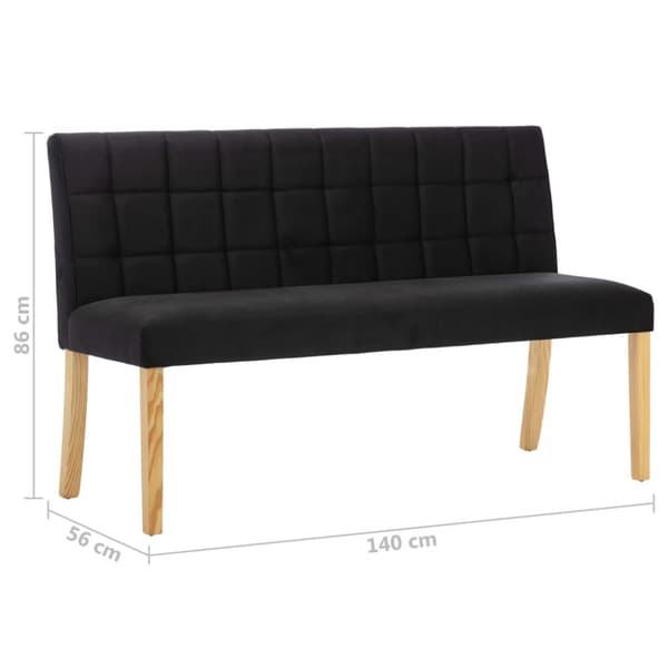 Bänk 140 cm svart sammet
