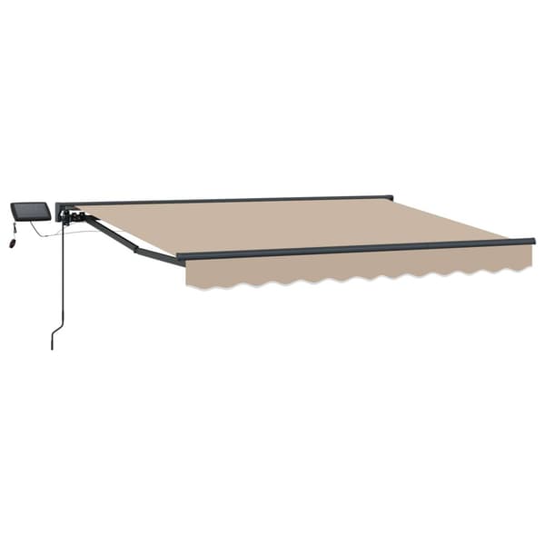 Manuell markisram med LED-lampor Beige och Antracit 3,5 x 2 m
