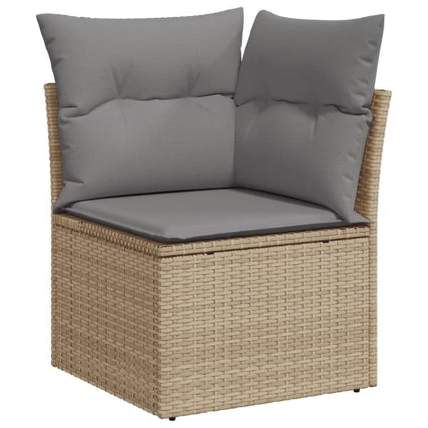 Soffgrupp för trädgård med dynor 4 delar beige konstrotting