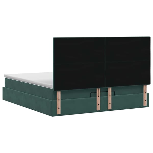 Ottoman säng med madrass Mörkgrön 140 x 200 cm Sammet